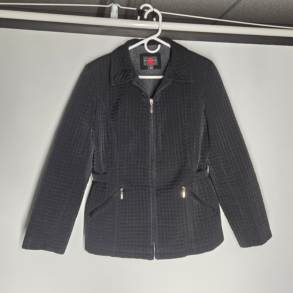 Gallery Black Quilted Zip Front Jacket